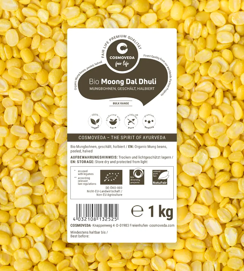 BIO Moong Dal Dhuli - halbierte, geschälte Mungbohnen Bulk