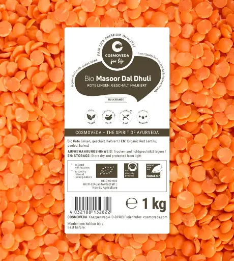 BIO Masoor Dal Dhuli - halbierte, geschälte Rote Linsen Bulk