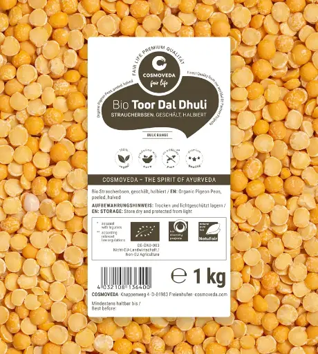 BIO Toor Dal Dhuli - halbierte, geschälte Straucherbsen Bulk